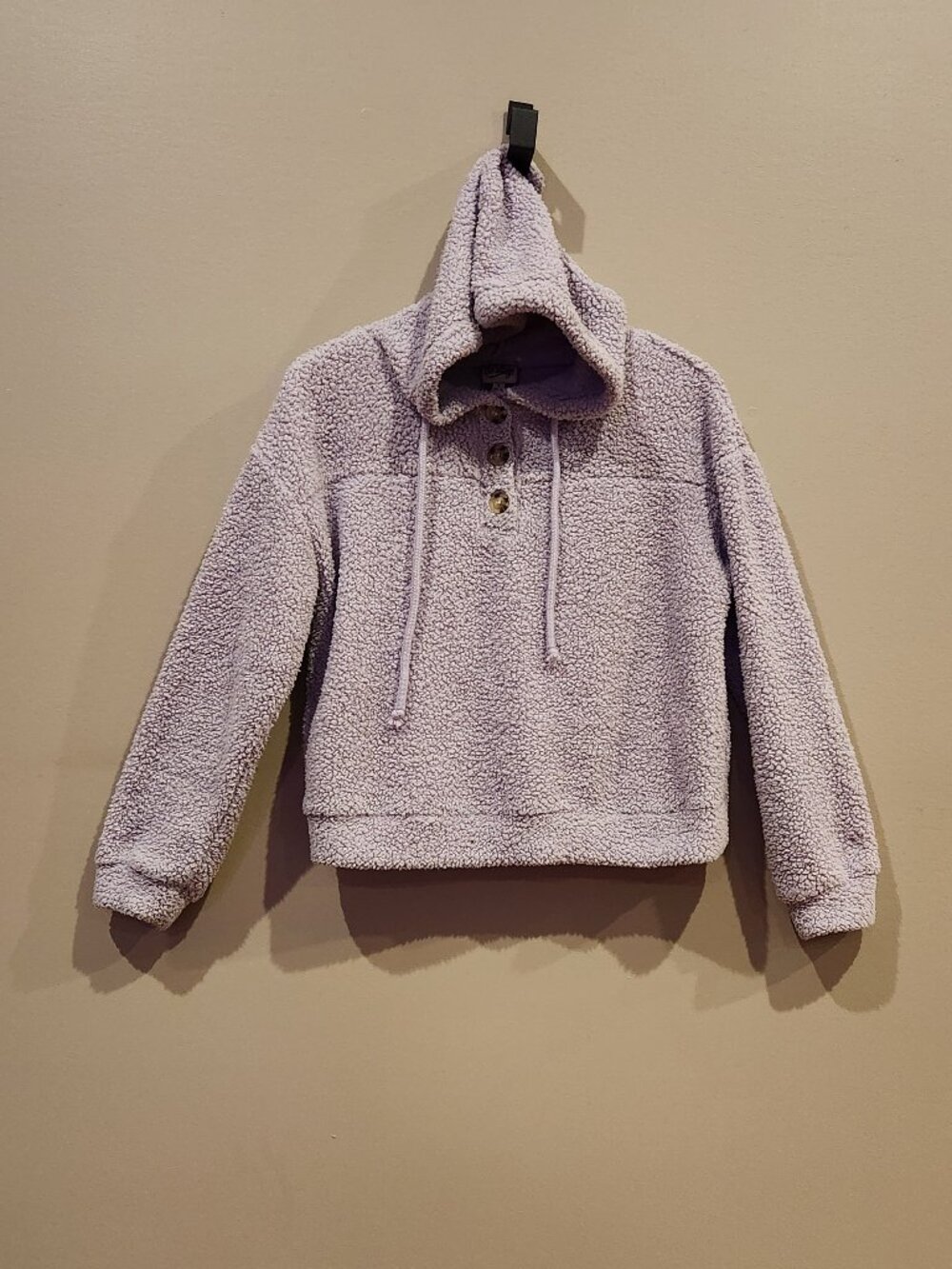 COMO Vintage Women's Small Lavender Sherpa Fleece Pullover Hoodie
